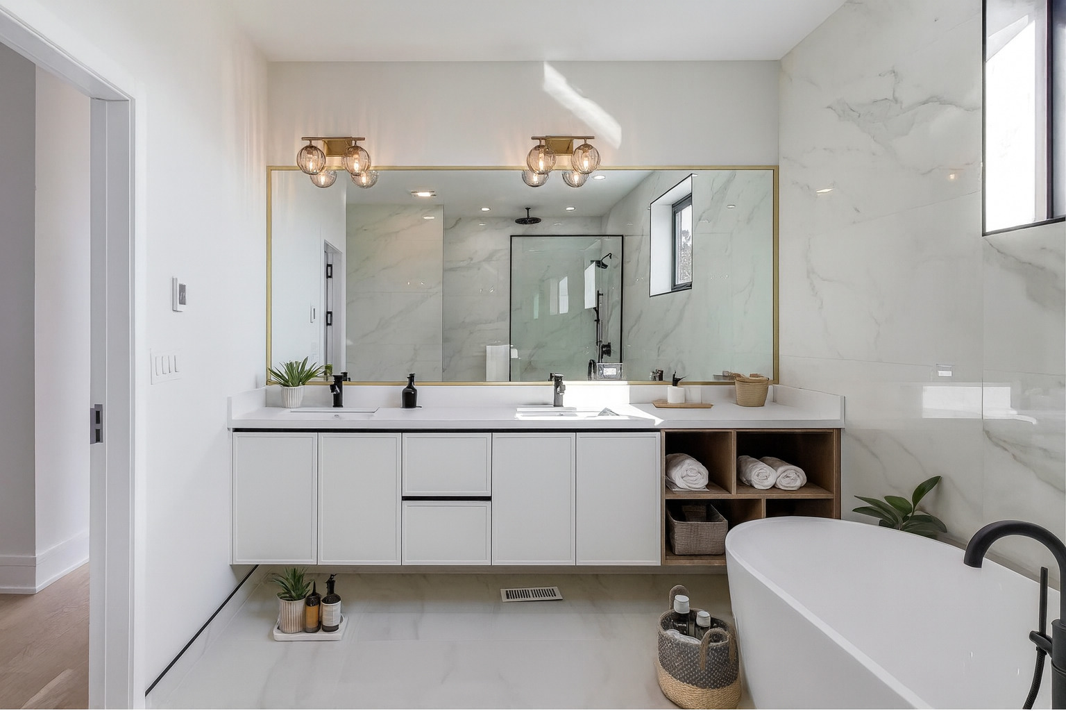 2307 West Foster Avenue, Unit 3 Chicago, IL 60625 - Photo 25 of 48 a bathroom with a sink double vanity and a mirror