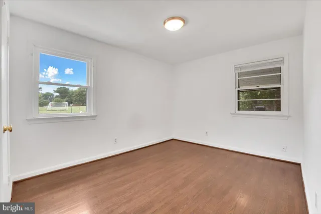 an empty room with a workspace