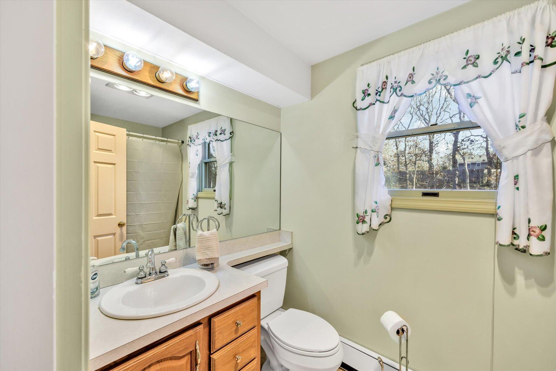 171 Currier Road East Falmouth, MA 02536 - Photo 31 of 47 a bathroom with a toilet a sink and mirror