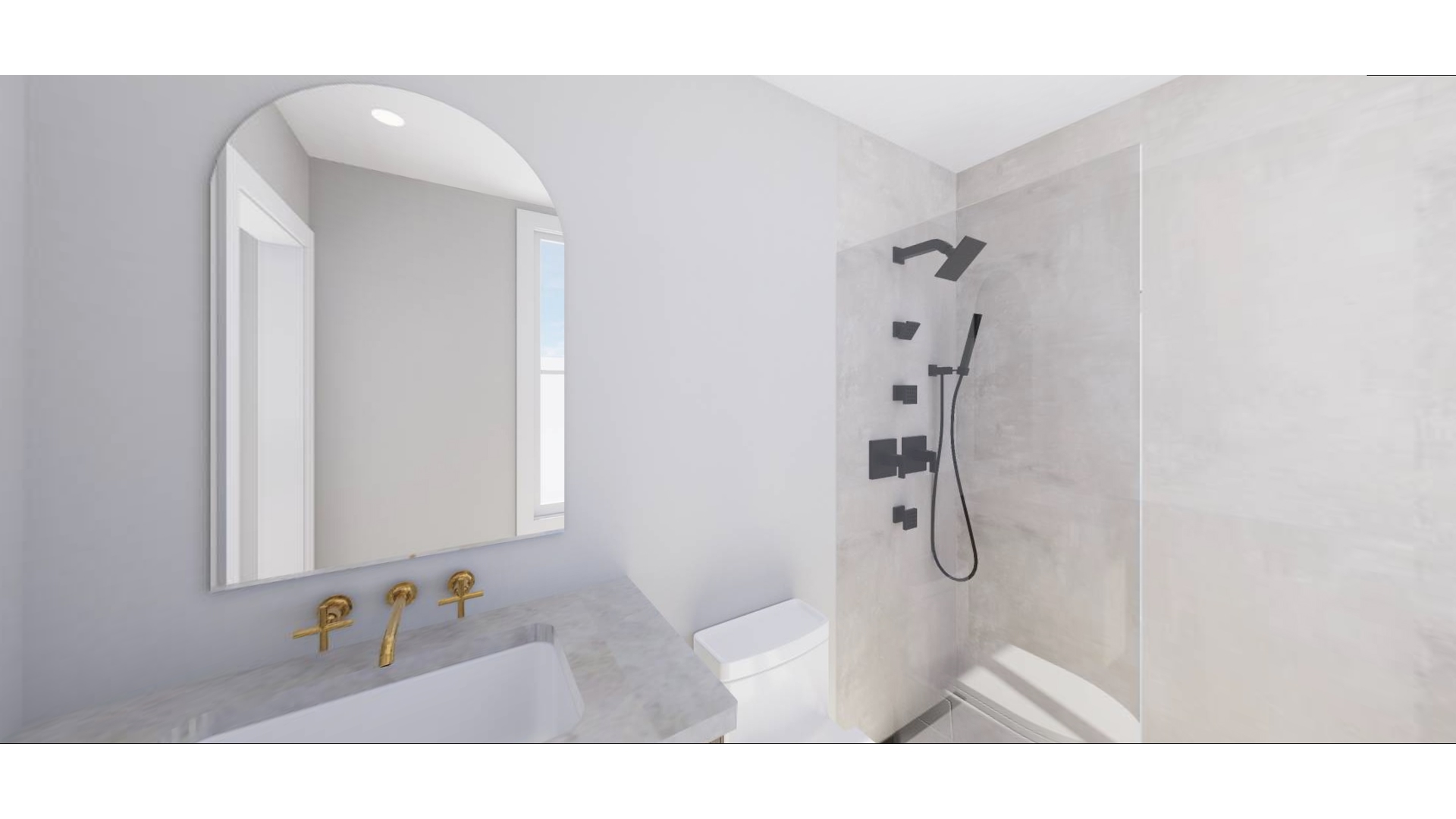 543 Lorimer Street Brooklyn, NY 11211 - Photo 16 of 20 a bathroom with a shower sink and mirror