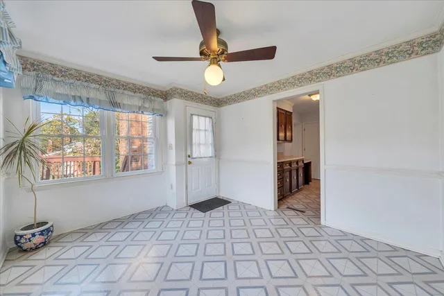 an empty room with windows