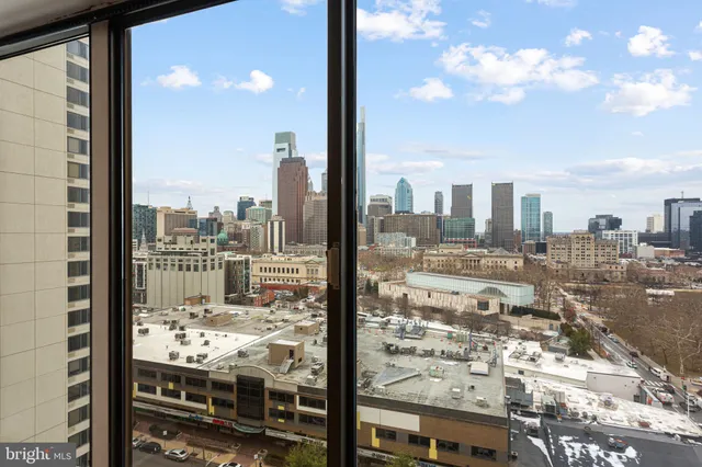 a view of a city from a balcony
