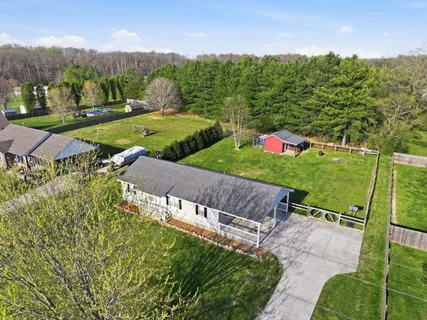 an aerial view of a house