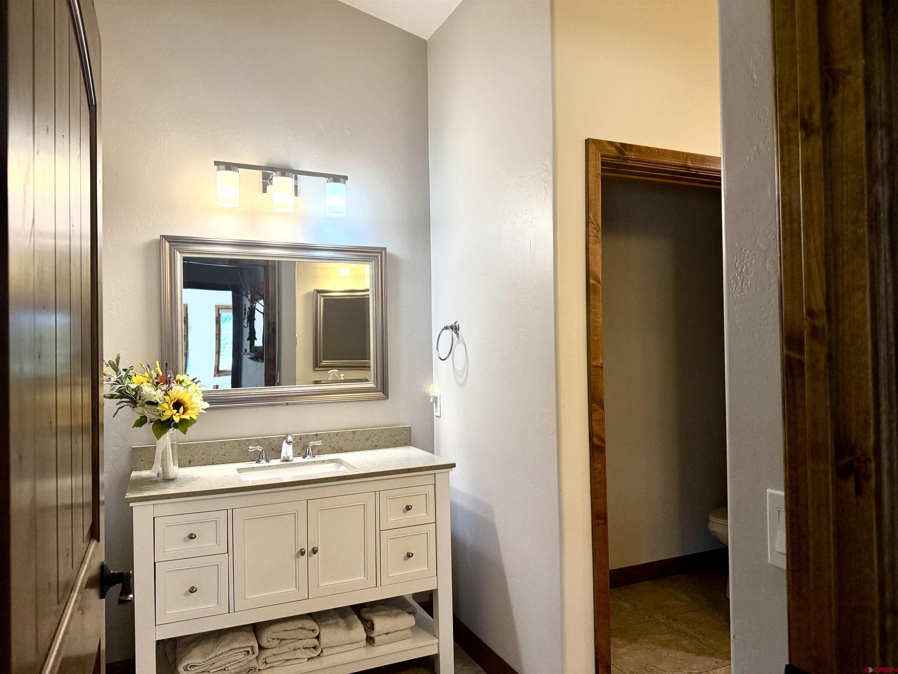 592 South Badger Trail Ridgway, CO 81432 - Photo 18 of 29 a bathroom with a sink and a mirror