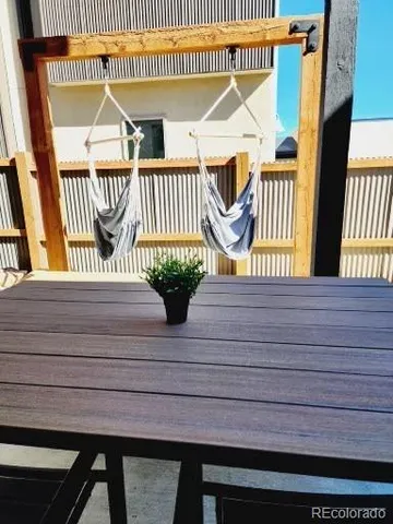 a view of wooden balcony