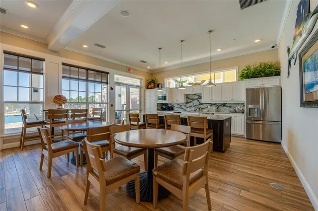 a view of a swimming pool with a patio