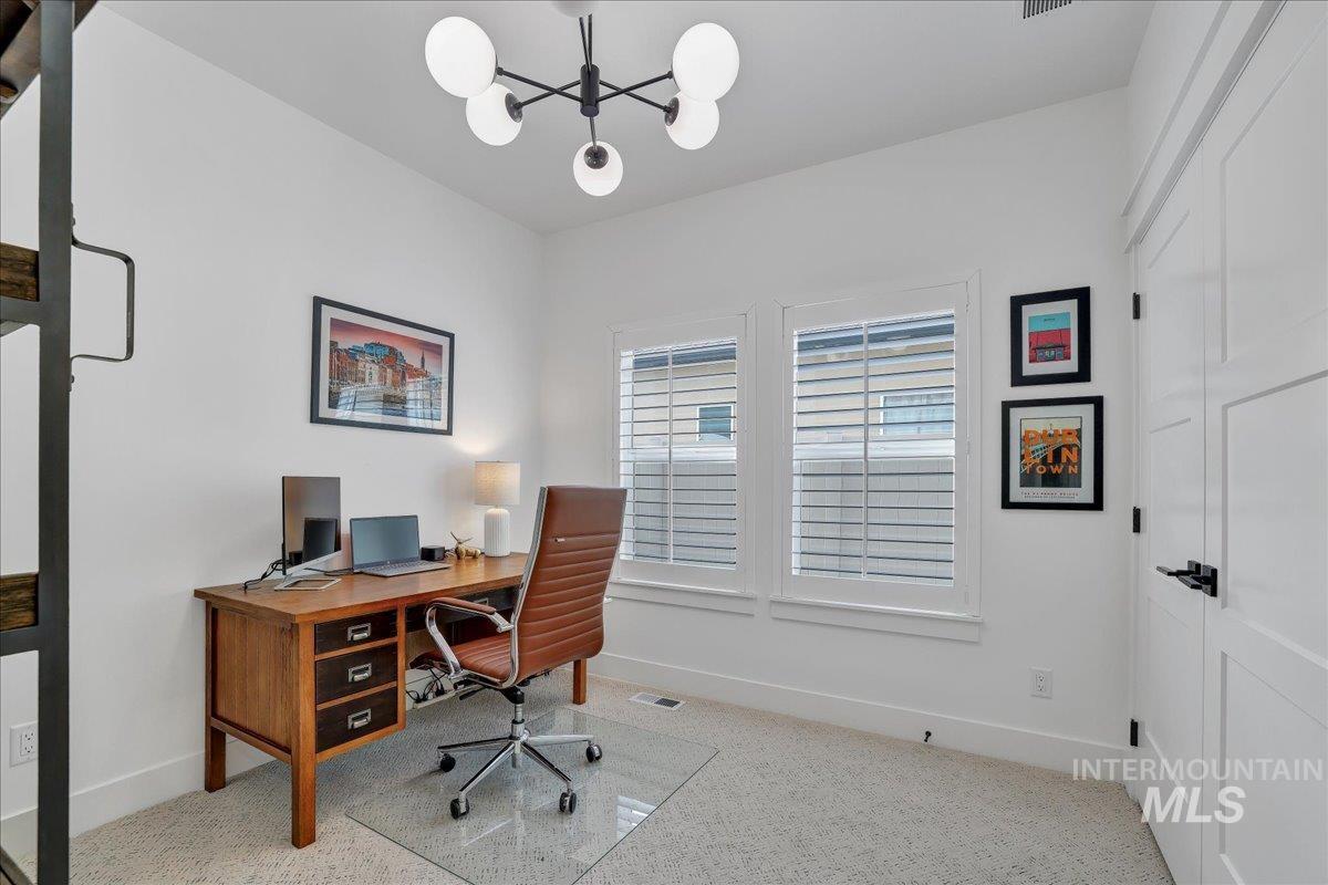 2078 Red Rock Way Twin Falls, ID 83301 - Photo 38 of 49 Office featuring a chandelier and carpet