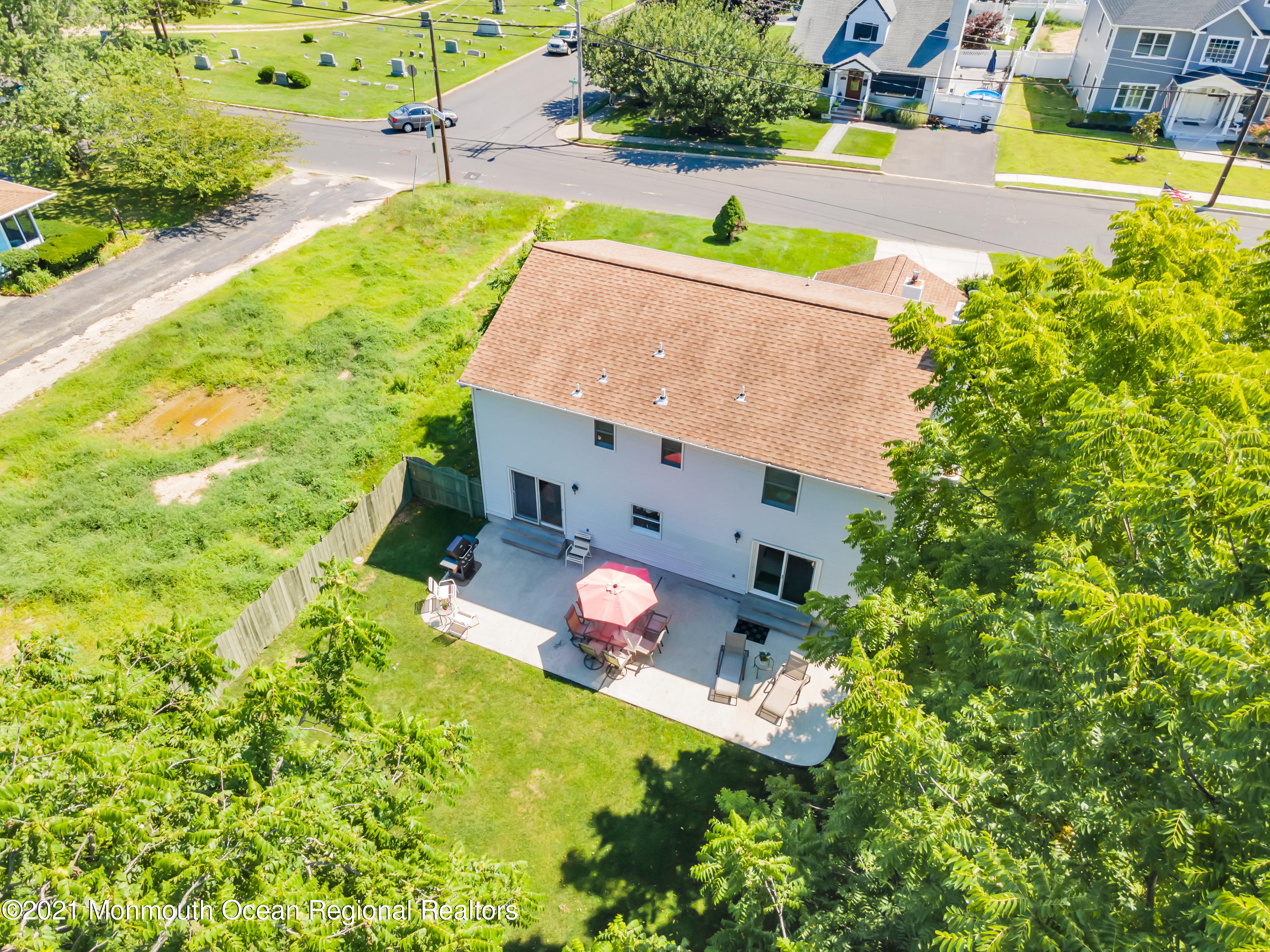 2221 Old Mill Road Spring Lake Heights, NJ 07762 - Photo 47 of 50 an aerial view of a house with swimming pool garden and patio