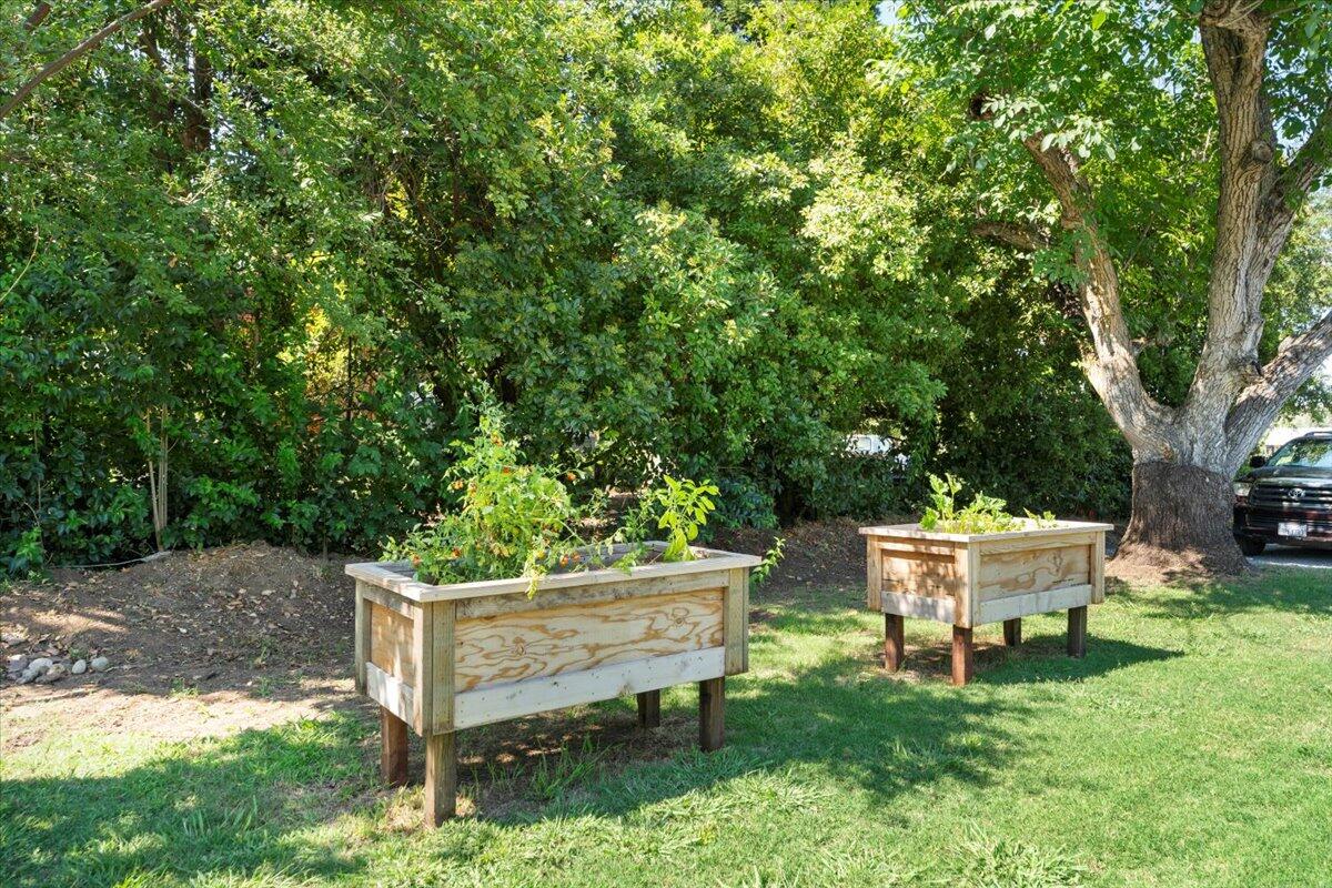 12325 Craig Avenue Red Bluff, CA 96080 - Photo 44 of 68 a wooden bench sitting in the middle of a garden