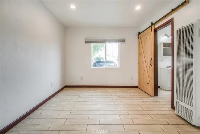 a view of a livingroom with a window