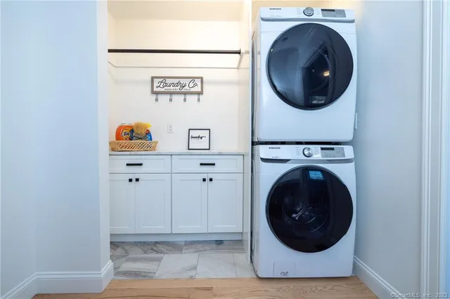 a room with a washer and dryer