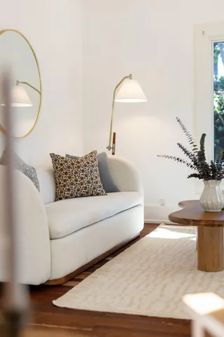 a view of a living room with a couch