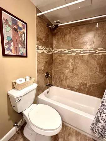 a bathroom with a toilet and a bathtub