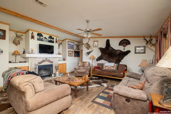 a livingroom with workspace