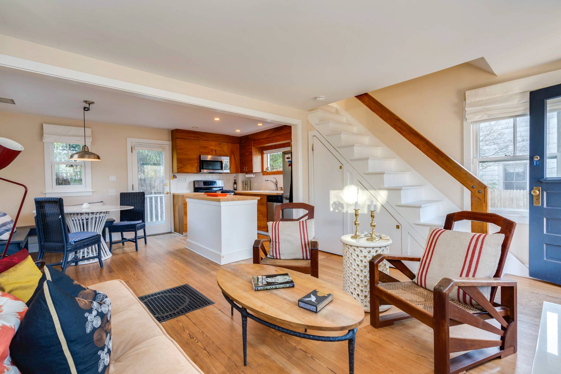 44 Jefferson Street Sag Harbor, NY 11963 - Photo 9 of 18 a living room with furniture and kitchen view