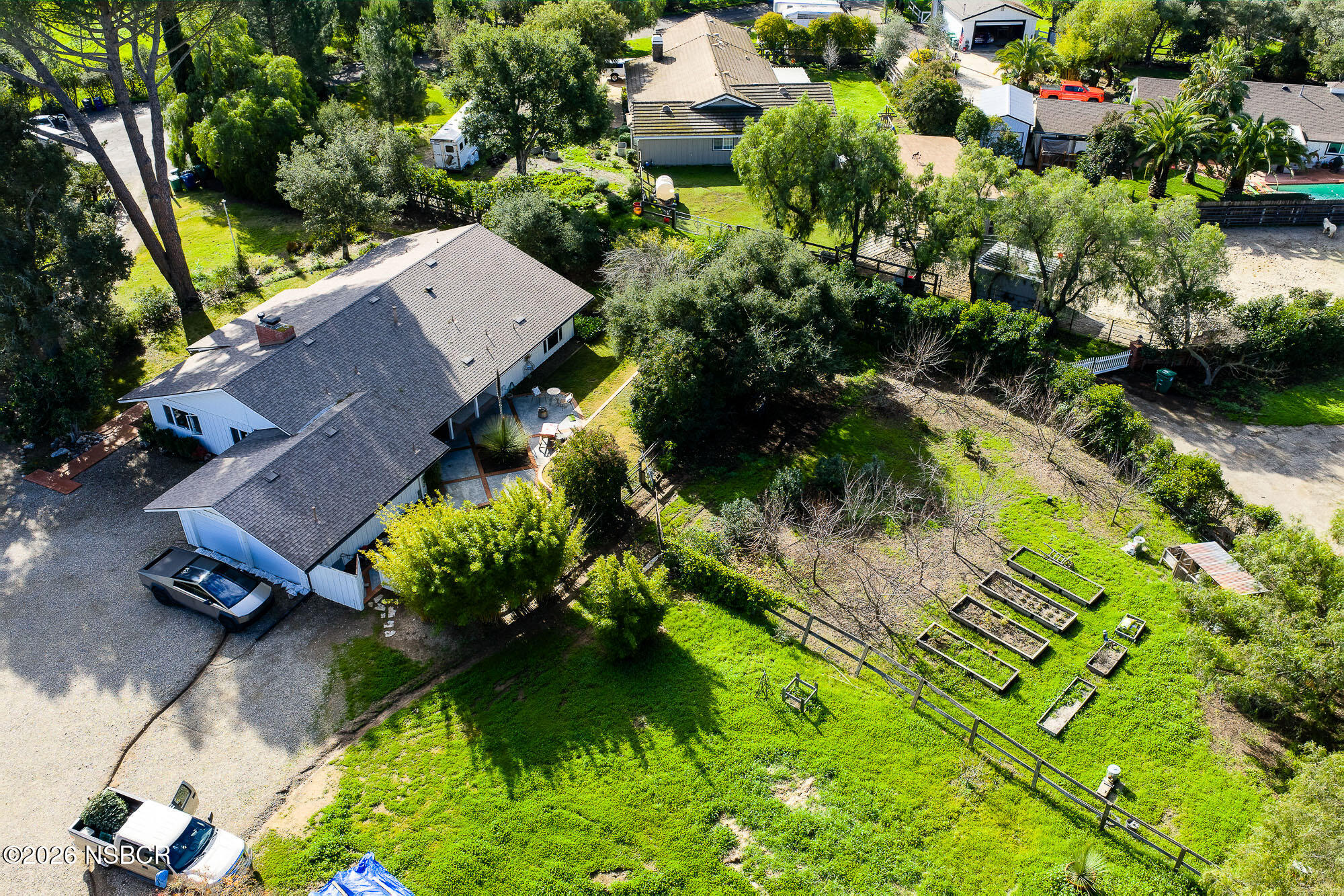 724 North Refugio Road Santa Ynez, CA 93460 - Photo 44 of 47 an aerial view of residential house with yard and outdoor seating