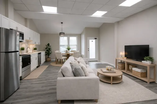 a living room with furniture and a flat screen tv