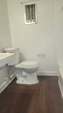 a bathroom with a toilet and a vanity
