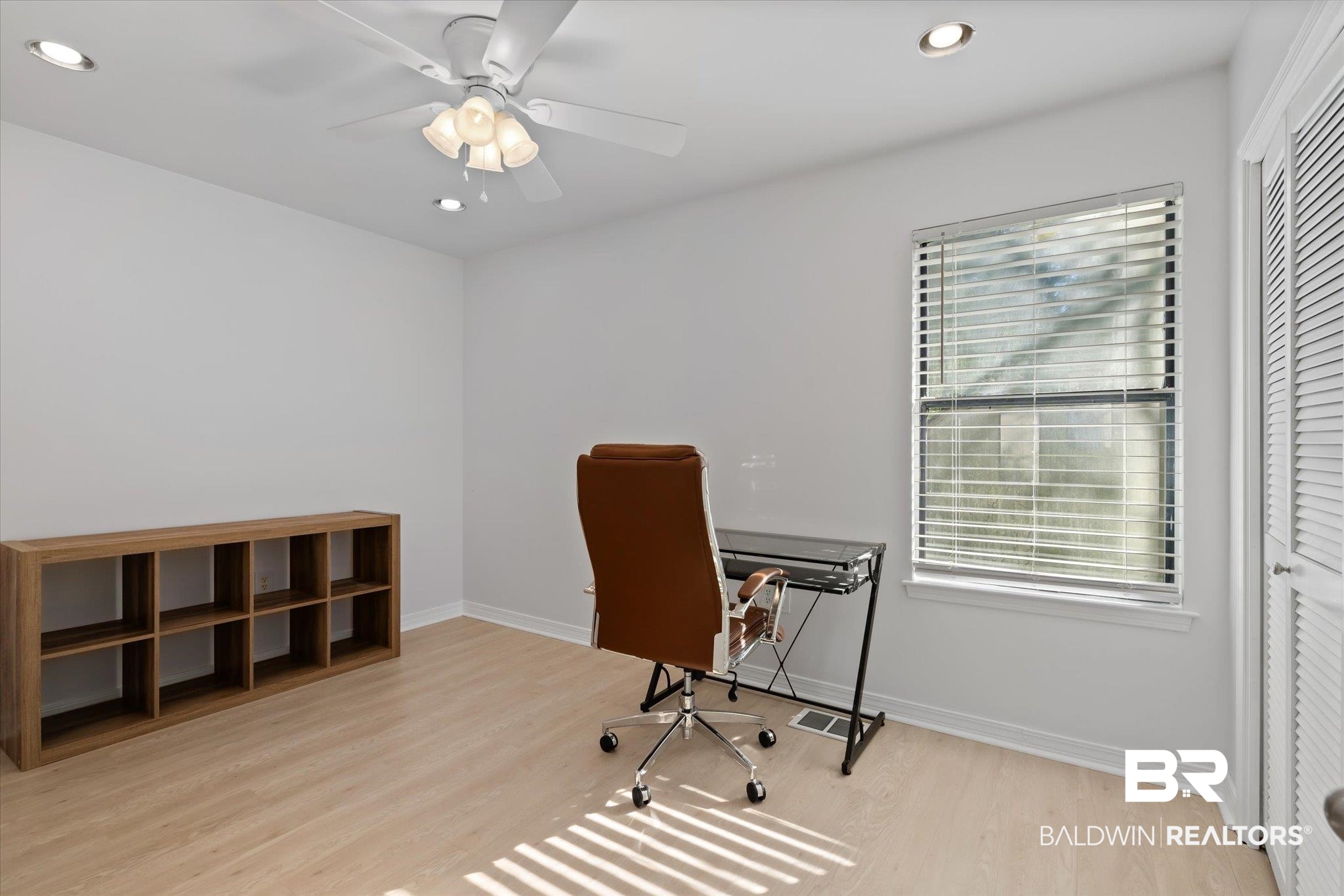 1008 Mcneil Avenue Mobile, AL 36609 - Photo 13 of 20 Office space featuring ceiling fan and light hardwood / wood-style flooring