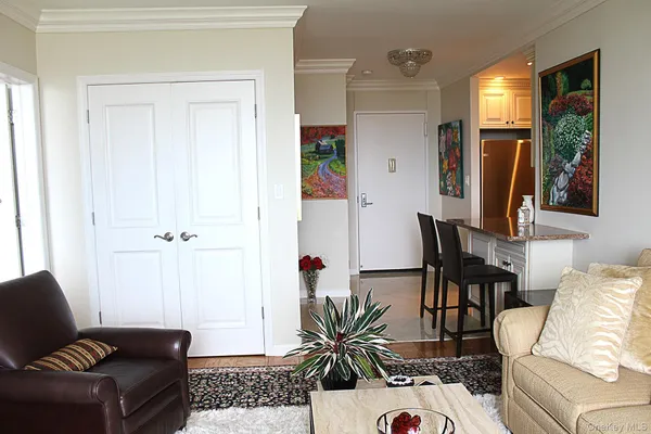 a living room with furniture