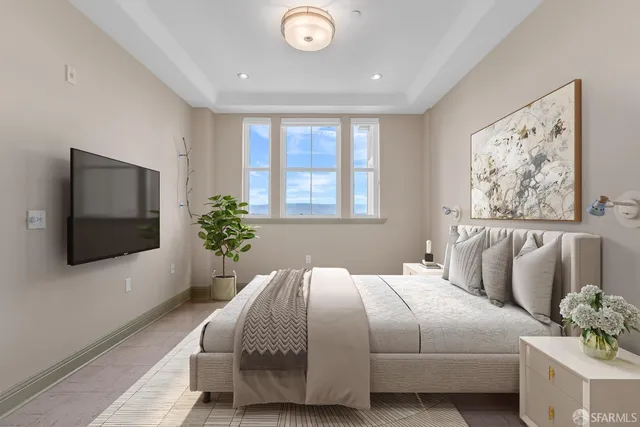 a view of a glass door with a city view