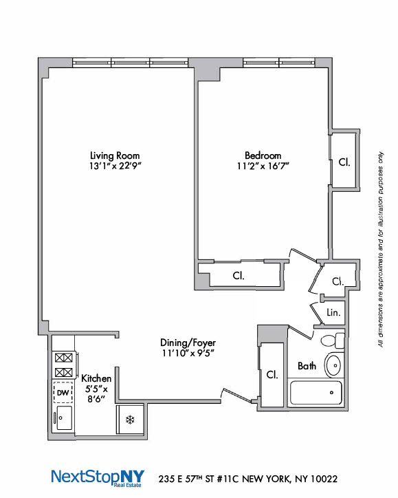 235 East 57th Street, Unit 11C Manhattan, NY 10022 - Photo 10 of 10 a picture of a floor plan