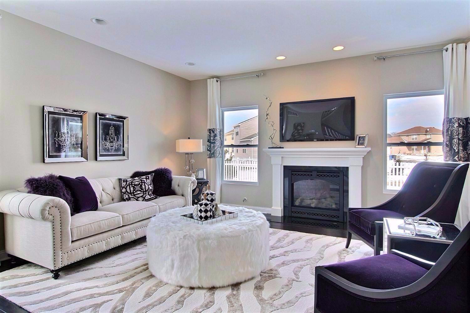 5833 Burr Rdg Circle Crown Point, IN 46307 - Photo 3 of 19 a living room with furniture a flat screen tv and a fireplace