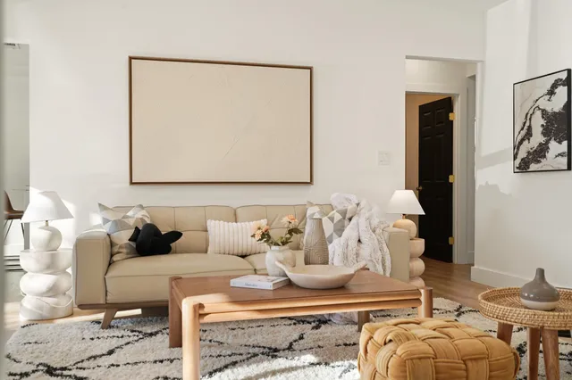 a living room with furniture