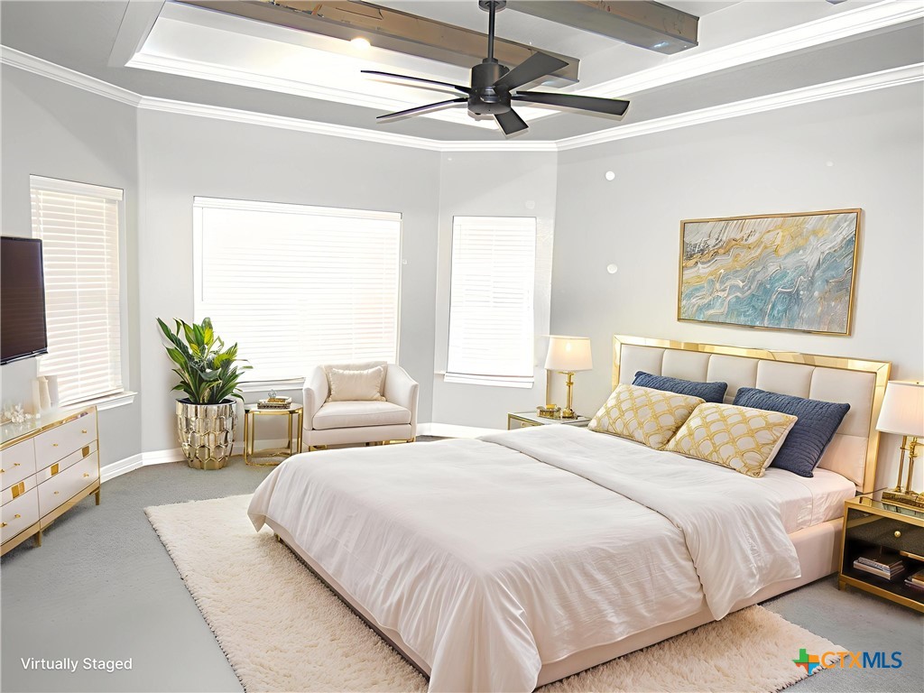 7606 Palladium Loop Killeen, TX 76542 - Photo 9 of 28 a spacious bedroom with a bed a couch and a flat screen tv