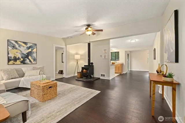 a living room with furniture