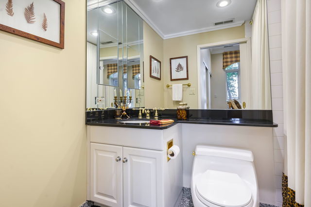 45 East Cedar Street, Unit 200 Chicago, IL 60611 - Photo 23 of 35 a bathroom with a toilet sink and mirror