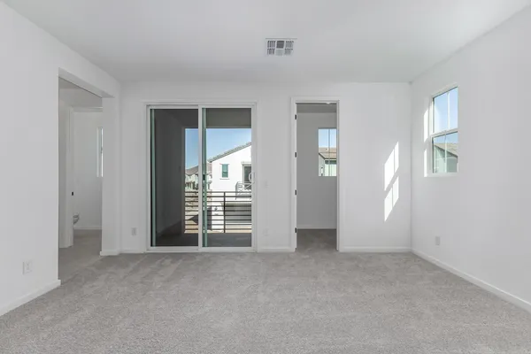 an empty room with windows