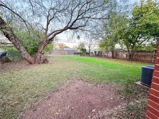 a view of a yard with a tree