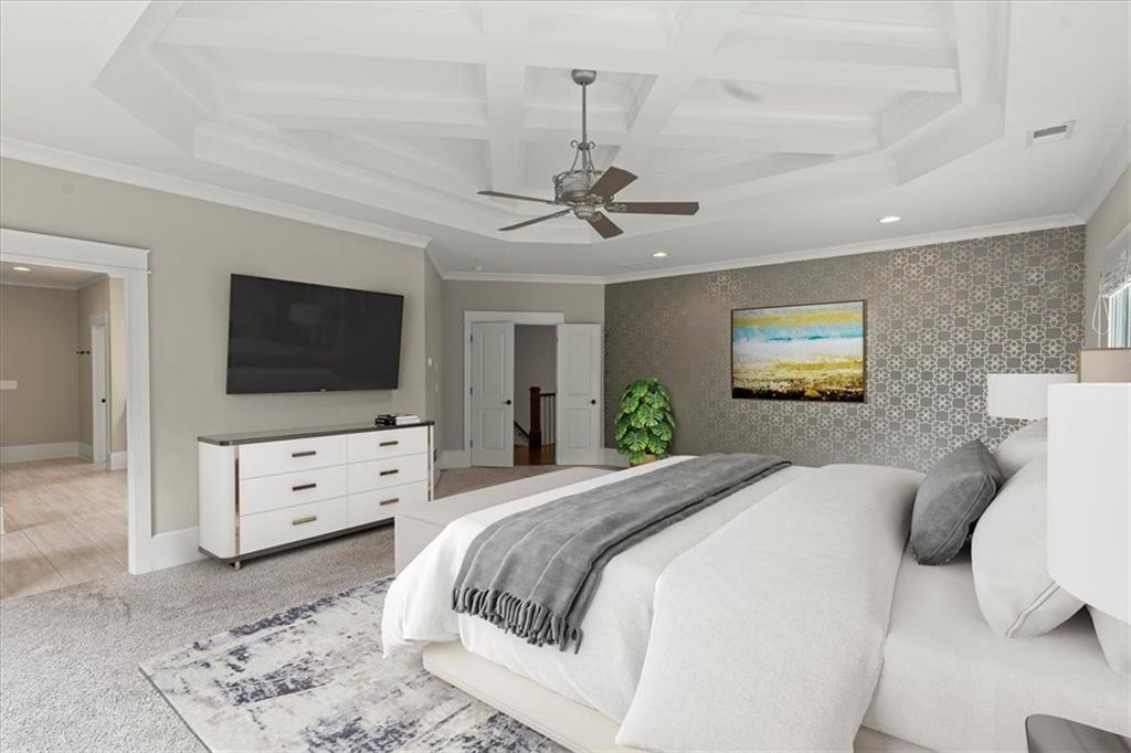 2996 Cambridge Hill Drive Dacula, GA 30019 - Photo 21 of 49 a bedroom with a bed and a flat screen tv on dresser