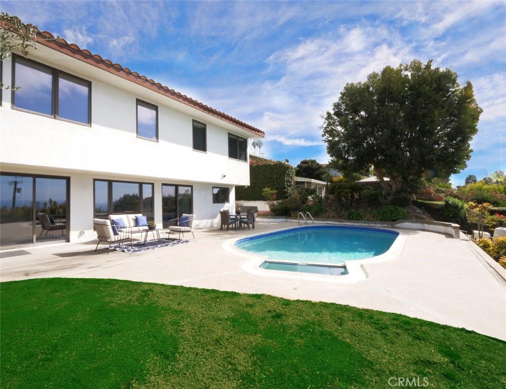 28709 Rothrock Drive Rancho Palos Verdes, CA 90275 - Photo 29 of 38 Back Elevation with grassy area and pool