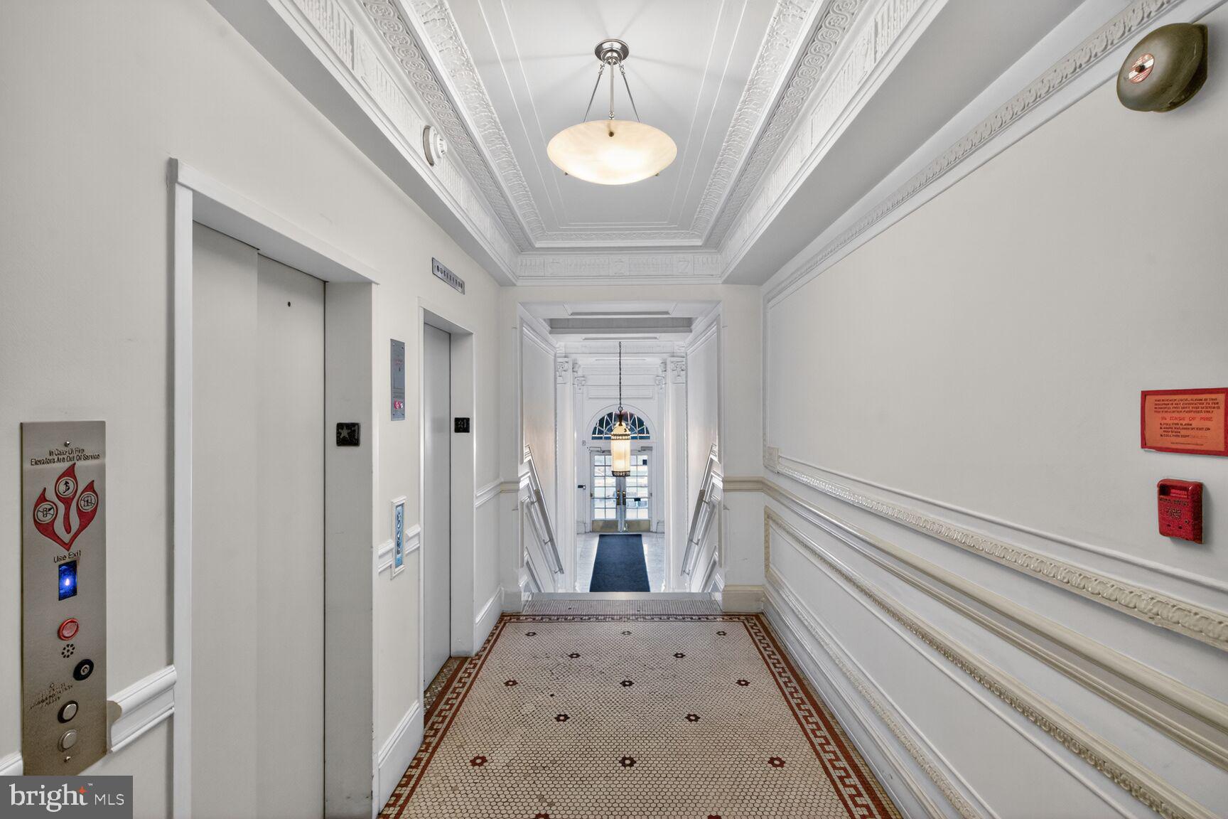 3426 16th Street Northwest, Unit 604 Washington, DC 20010 - Photo 38 of 65 Elevator with Charming Hall Mosaic Tile