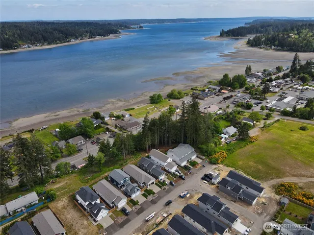 a view of a lake with a mountain
