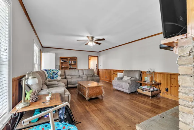 a living room with furniture