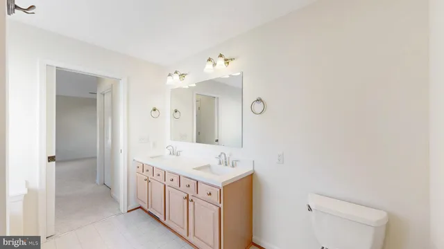 an empty room with a bathroom