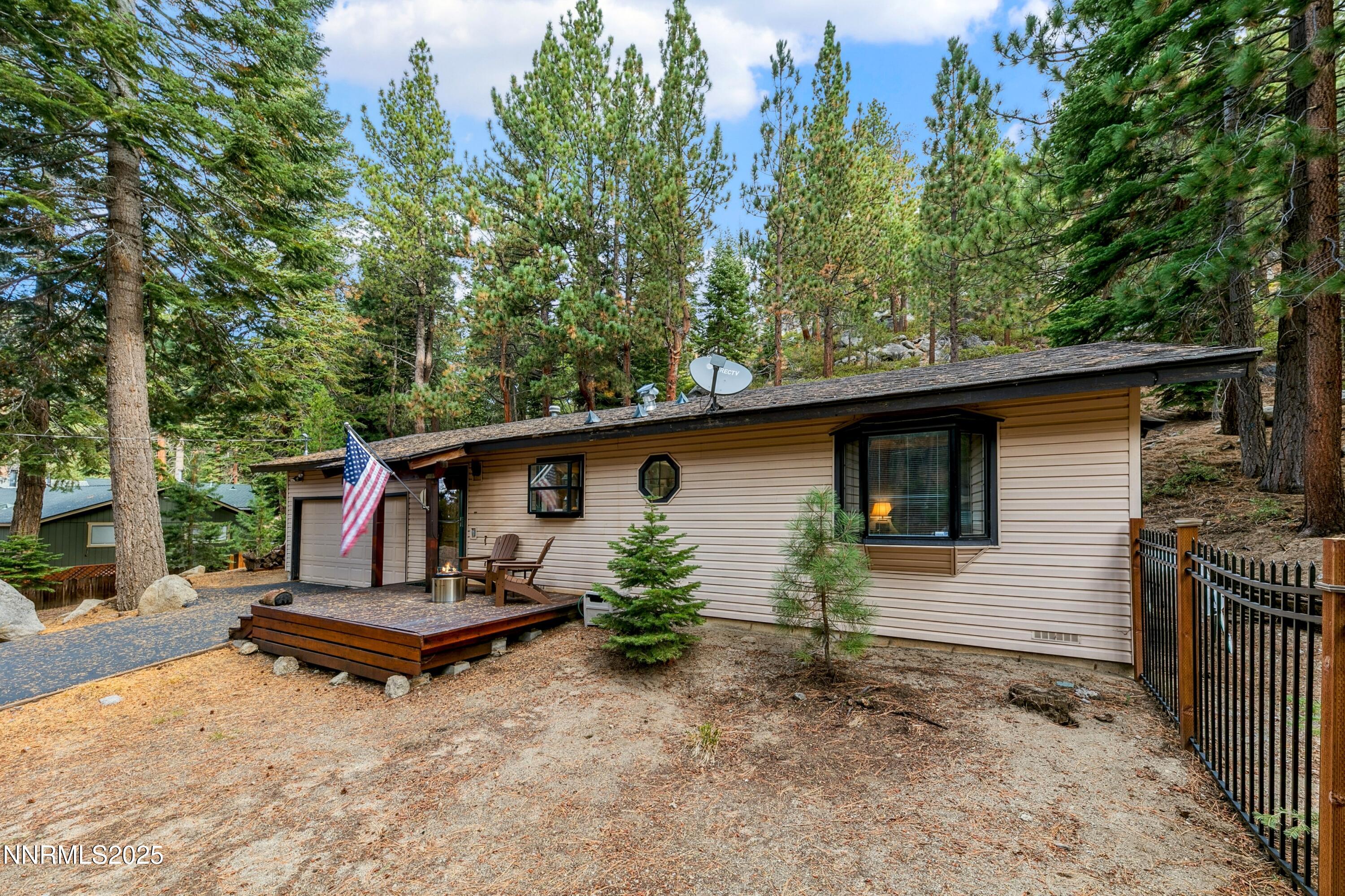 134 Aspen Way Stateline, NV 89449 - Photo 20 of 25 a backyard of a house with wooden fence and trees