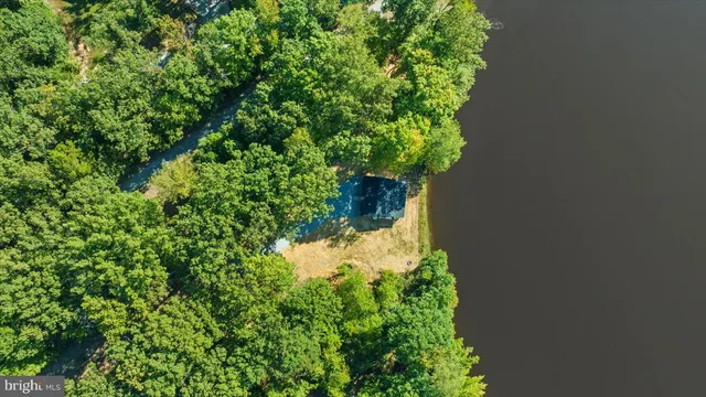 a swimming pool with trees in the background