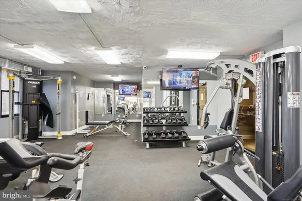 a view of a room with gym equipment