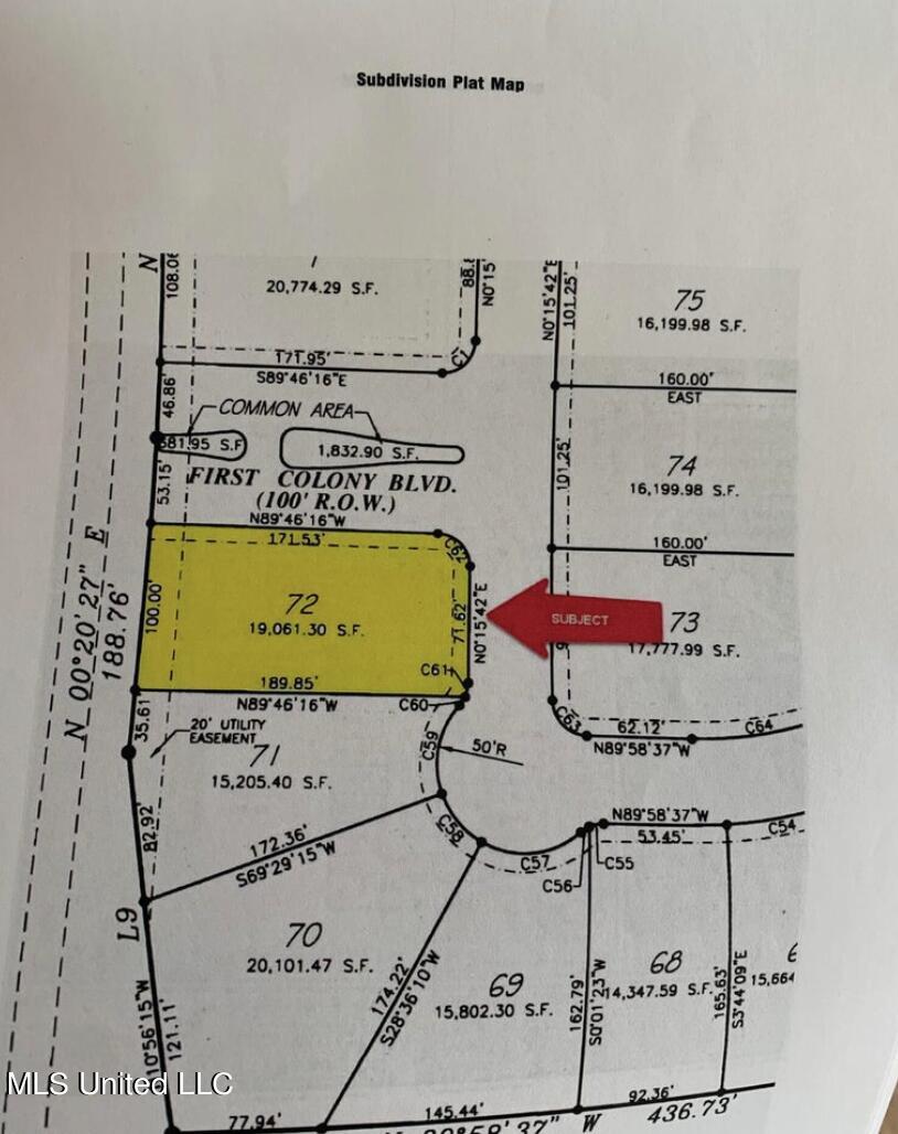 102 First Colony Boulevard Madison, MS 39110 - Photo 67 of 68 Subdivision Plat Map