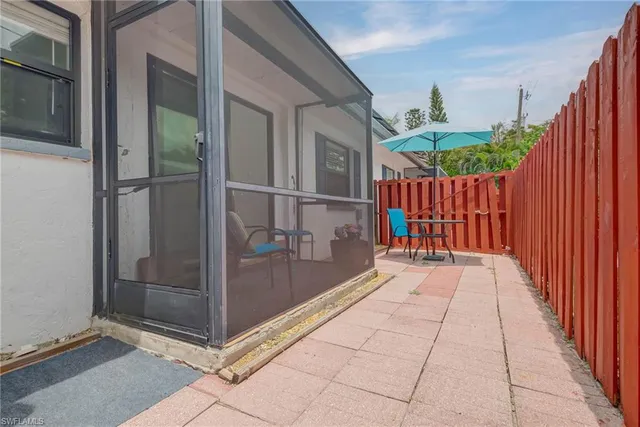 a view of balcony with small garden