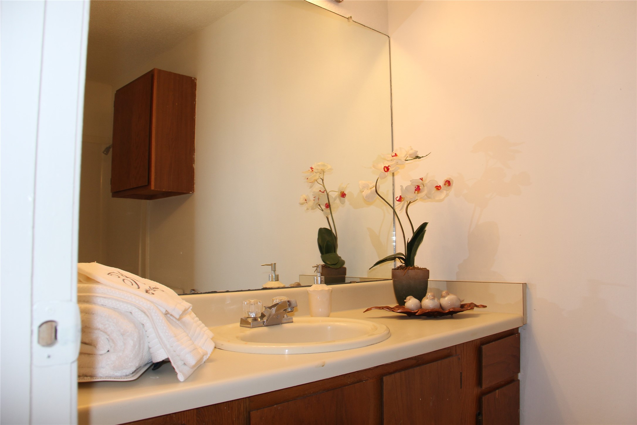 11611 Rustic Rock Drive, Unit B Austin, TX 78750 - Photo 21 of 25 a bathroom with a sink and a mirror