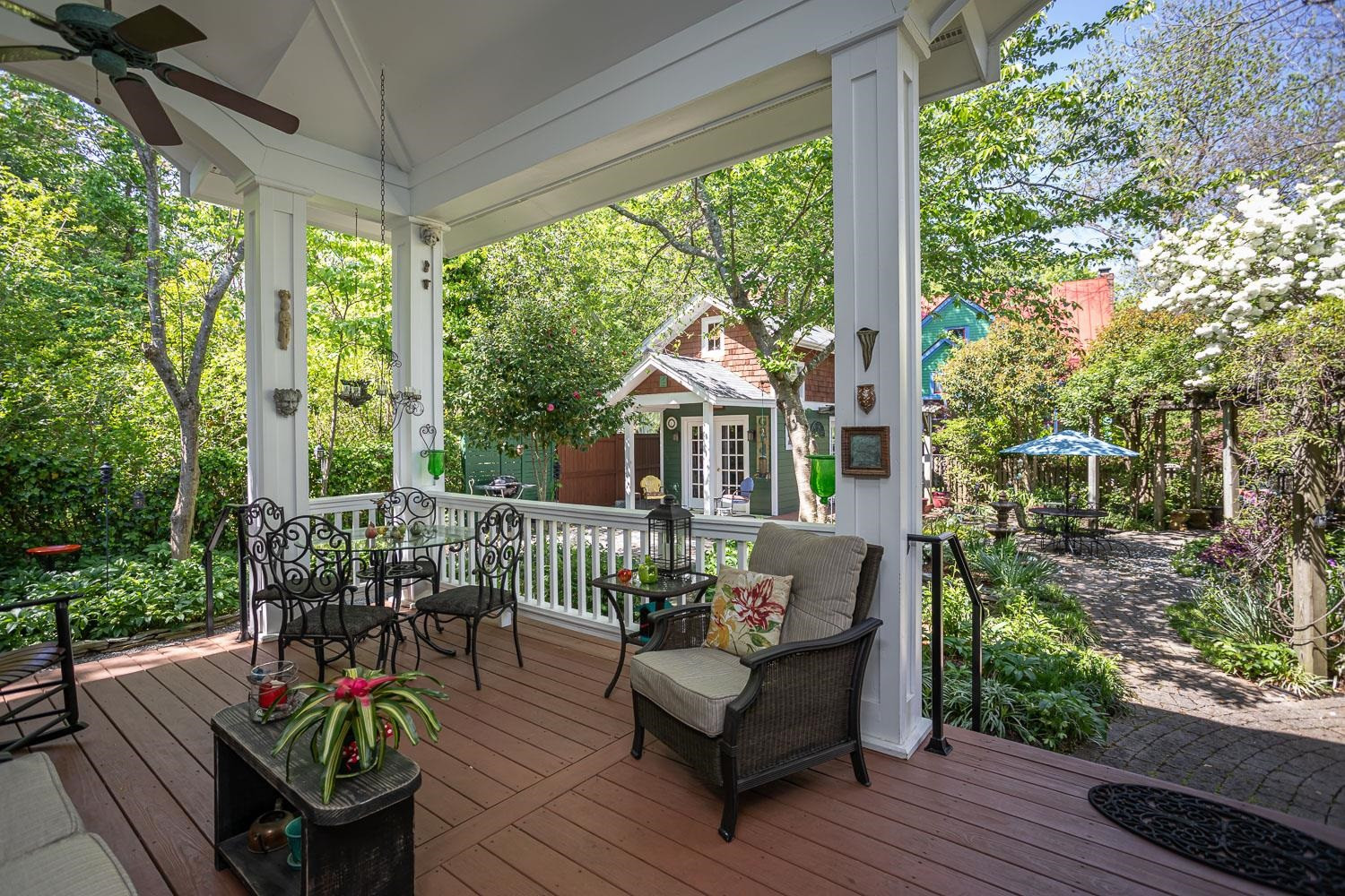 601 Leonidas Court Raleigh, NC 27604 - Photo 21 of 53 Unwind on the back porch, with views of an ever-blooming perennial garden Back porch and lush Gardens
