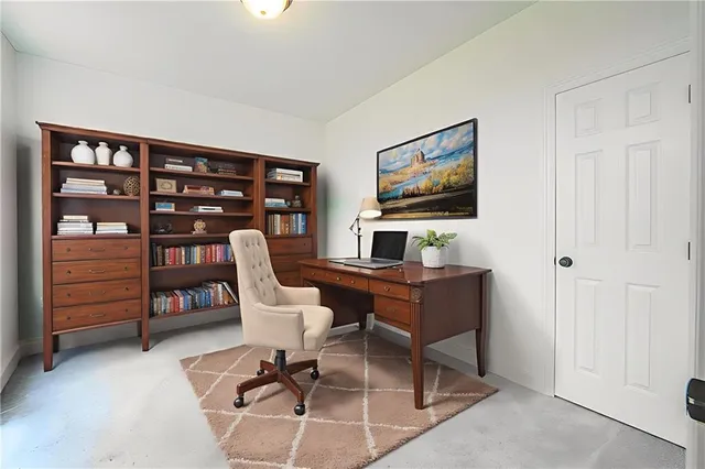 a workspace with furniture