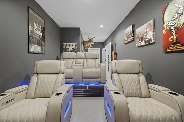 a living room with furniture and a couch