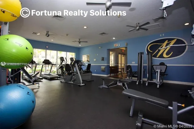 a view of a room with gym equipment