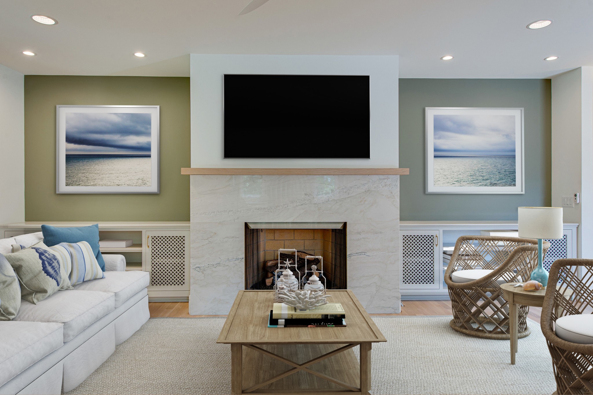 a living room with furniture and a flat screen tv